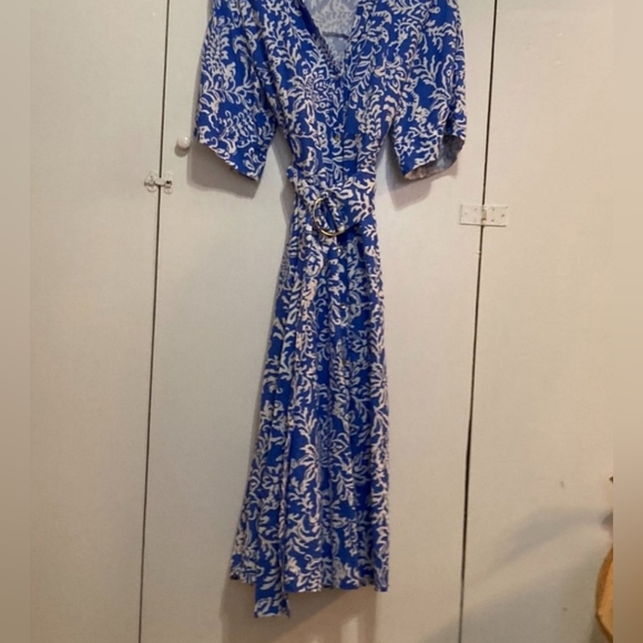 ZARA Short Sleeve A Line Dress Midi Length Cotton Linen - Picture 1 of 4